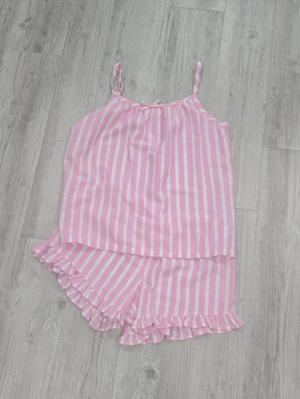 art class Pink and White Striped Girls Pajama Set